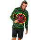 Men's Green Striped with Vibrant Accent Pattern All Over print Long Sleeve Hooded Performance Shirt