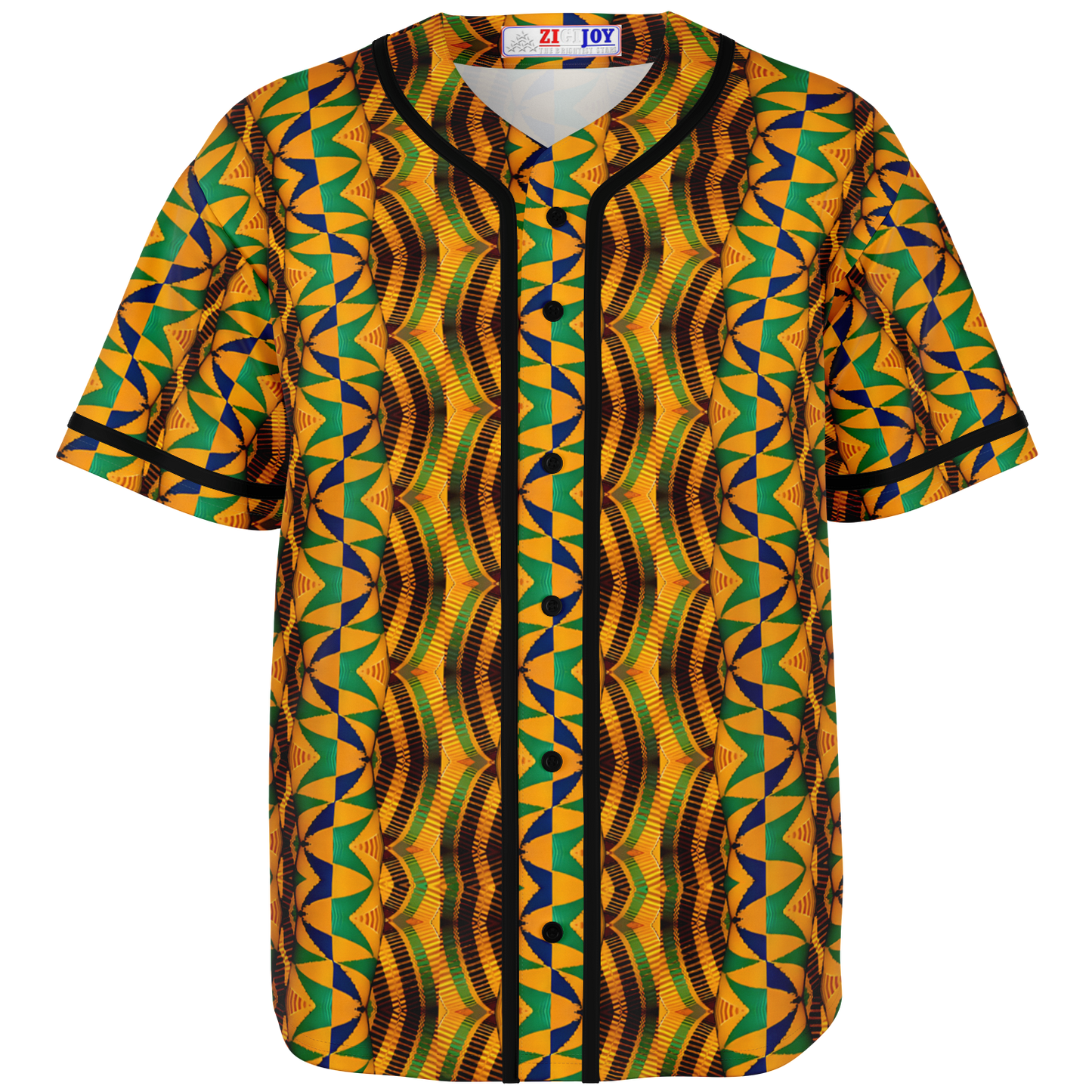 Women's African Kente Geometric Pattern All-Over Print Baseball Jersey