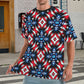 Men's Red White Blue Geometric Pattern All-Over Print All Over Print Ribbed Collar T-Shirt