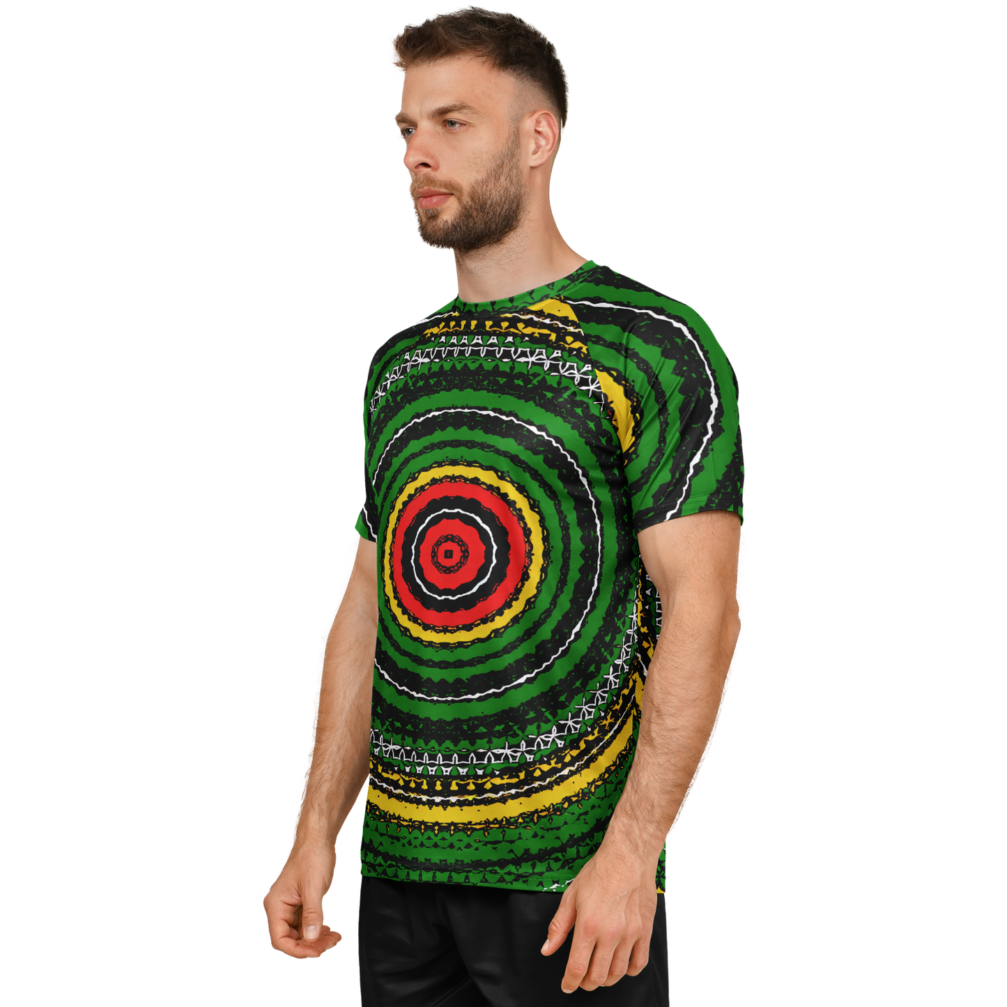 Men's Green Striped with Vibrant Accent Pattern All Over print Men's Soccer Jersey