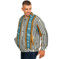 Men's Striped Retro Blue & Orange Patten Design All Over Print Baseball Jacket