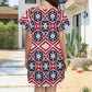 Women's Patriotic Red White Blue Geometric Round Neck Pocket Casual Dress