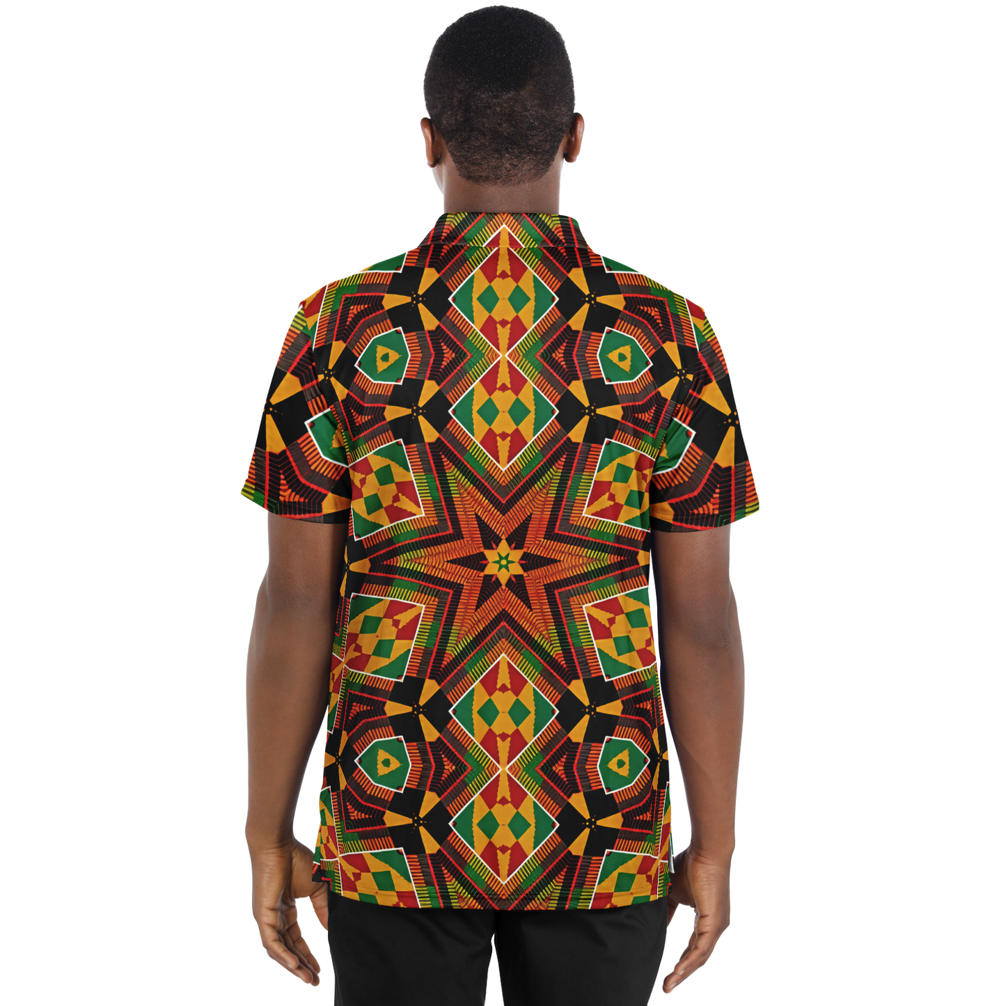 Men's African Kente Geometric Star Pattern All-Over Print Polo Shirt