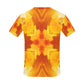 Men's Abstract Orange Flame Pattern All Over Print Crew Neck T-Shirt