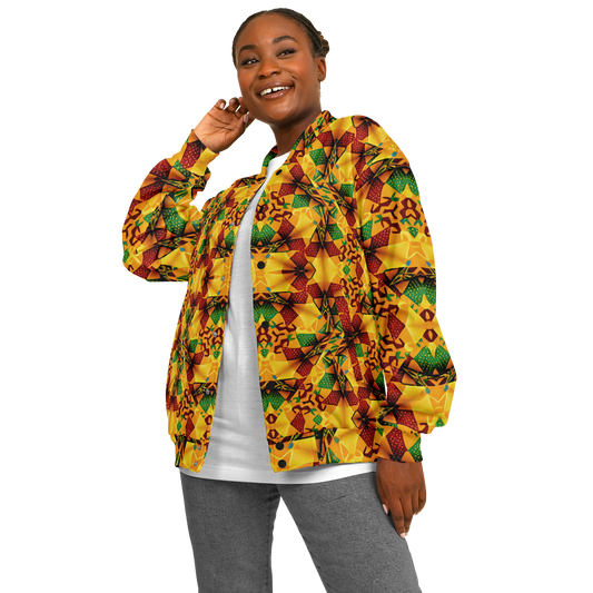 Women's Vibrant African Kente Geometric Pattern All Over Print Baseball Jacket