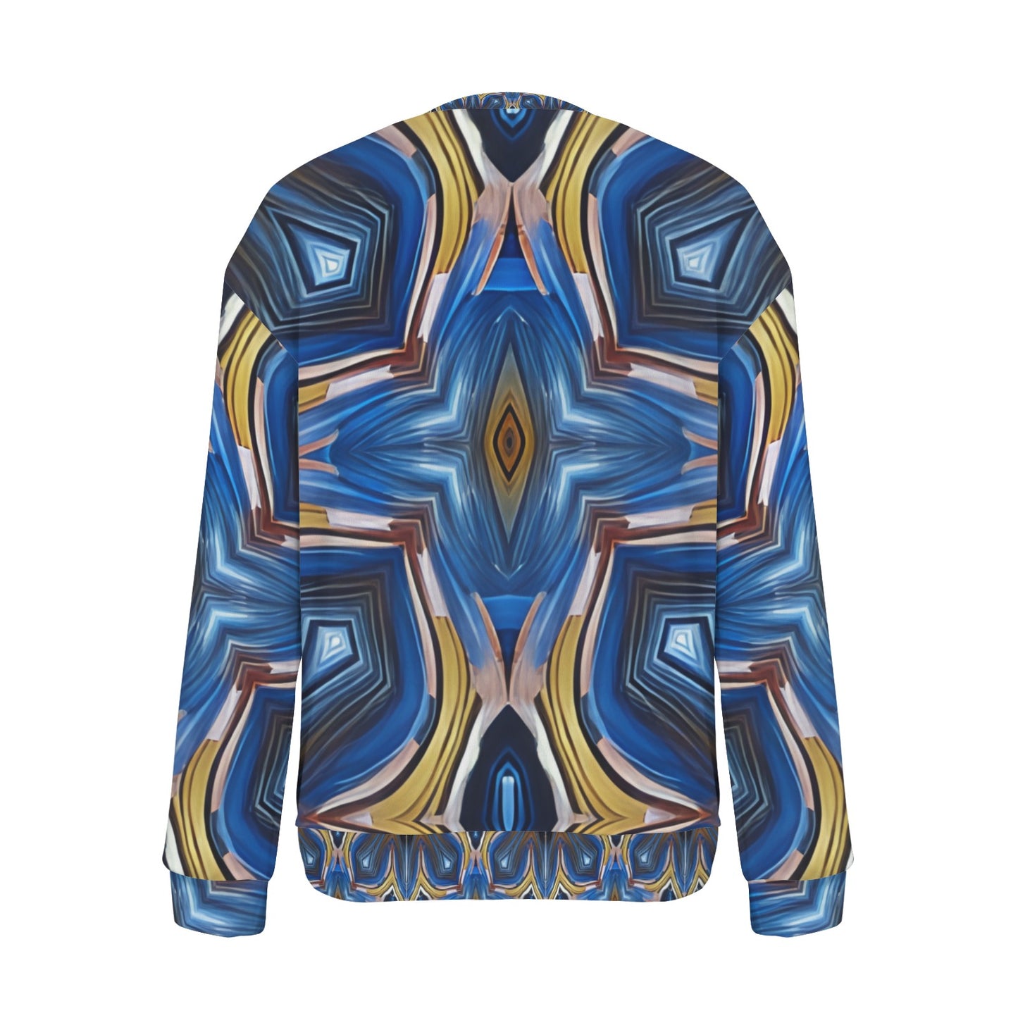 Women's Abstract Blue Geode Kaleidoscope Pattern All Over Print Crew Neck Sweater