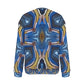 Women's Abstract Blue Geode Kaleidoscope Pattern All Over Print Crew Neck Sweater