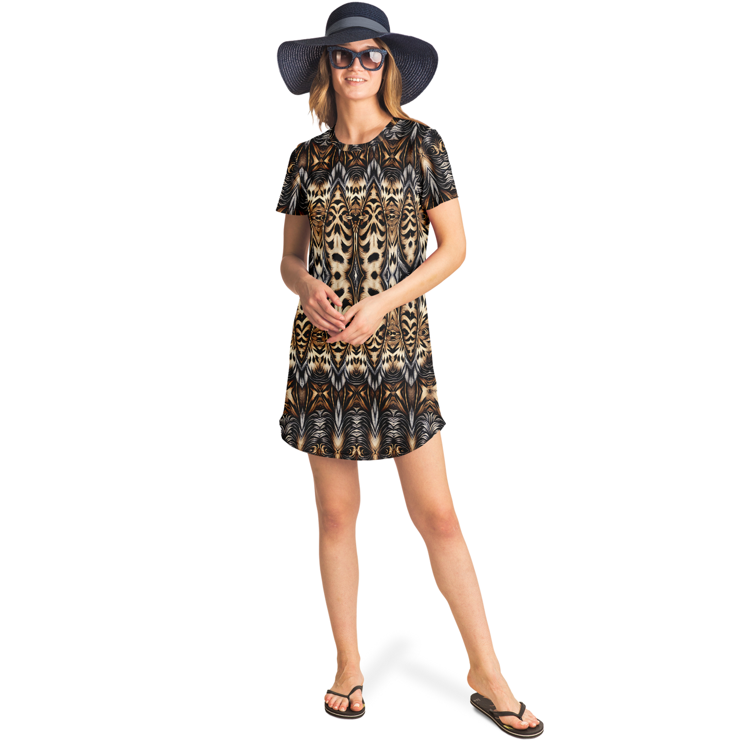 Women's Leopard Trendy Geometric Pattern All-Over Print T-Shirt Dress