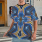 Men's Abstract Blue Geode Kaleidoscope Pattern All Over Print All Over Print Ribbed Collar T-Shirt.