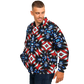 Men's Red White Blue Geometric Pattern All-Over Print Baseball Jacket