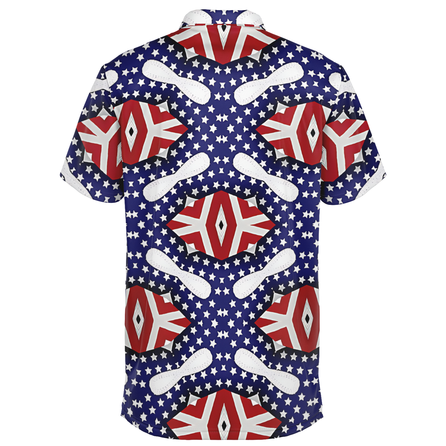 Men's White Blue & Red Patterned Polo Shirt