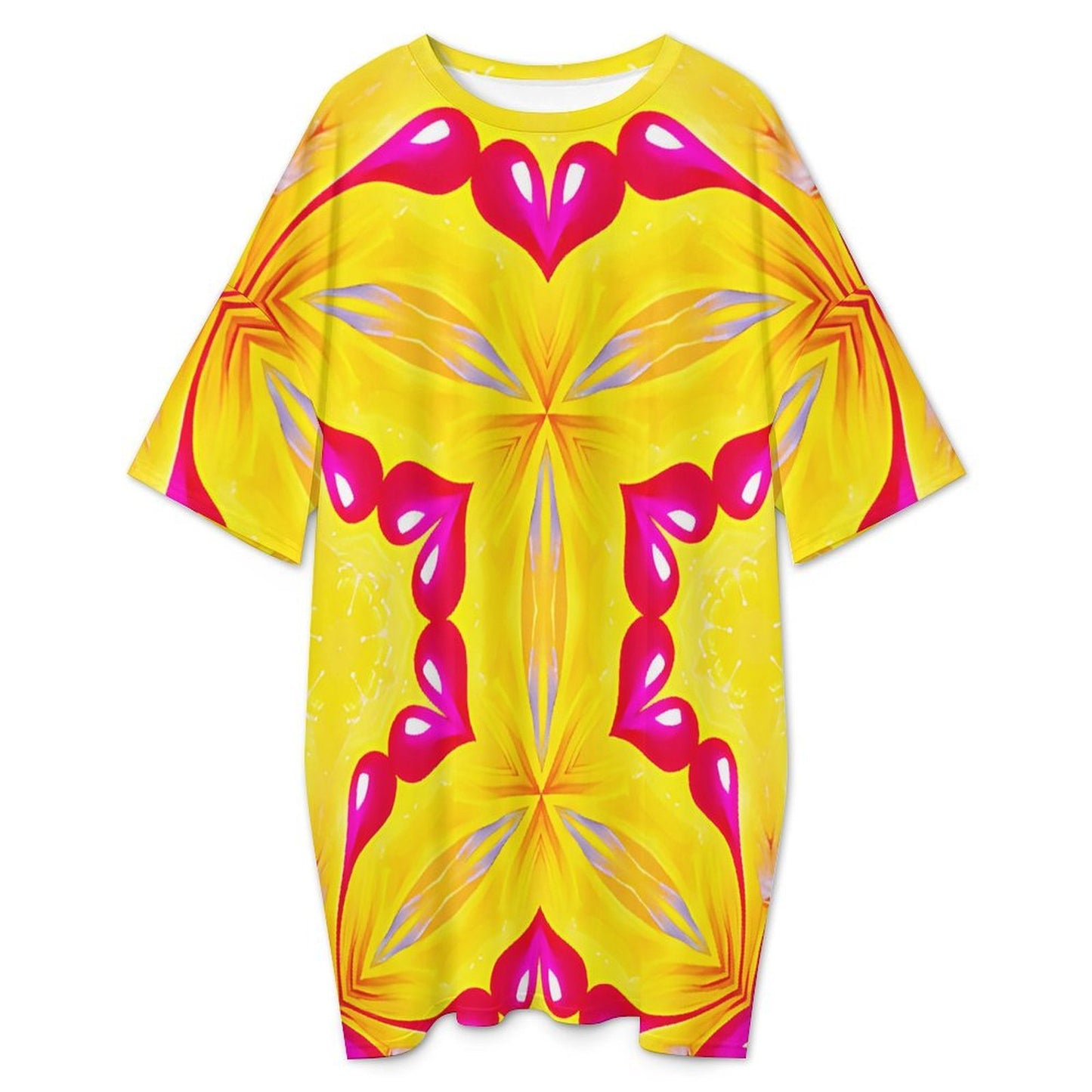 Women Bright Floral Pattern All Over Print Women's Oversized T- Shirt Loungewear