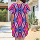 Women's Vibrant Abstract Neon All-Over Print Round Neck Pocket Casual Dress