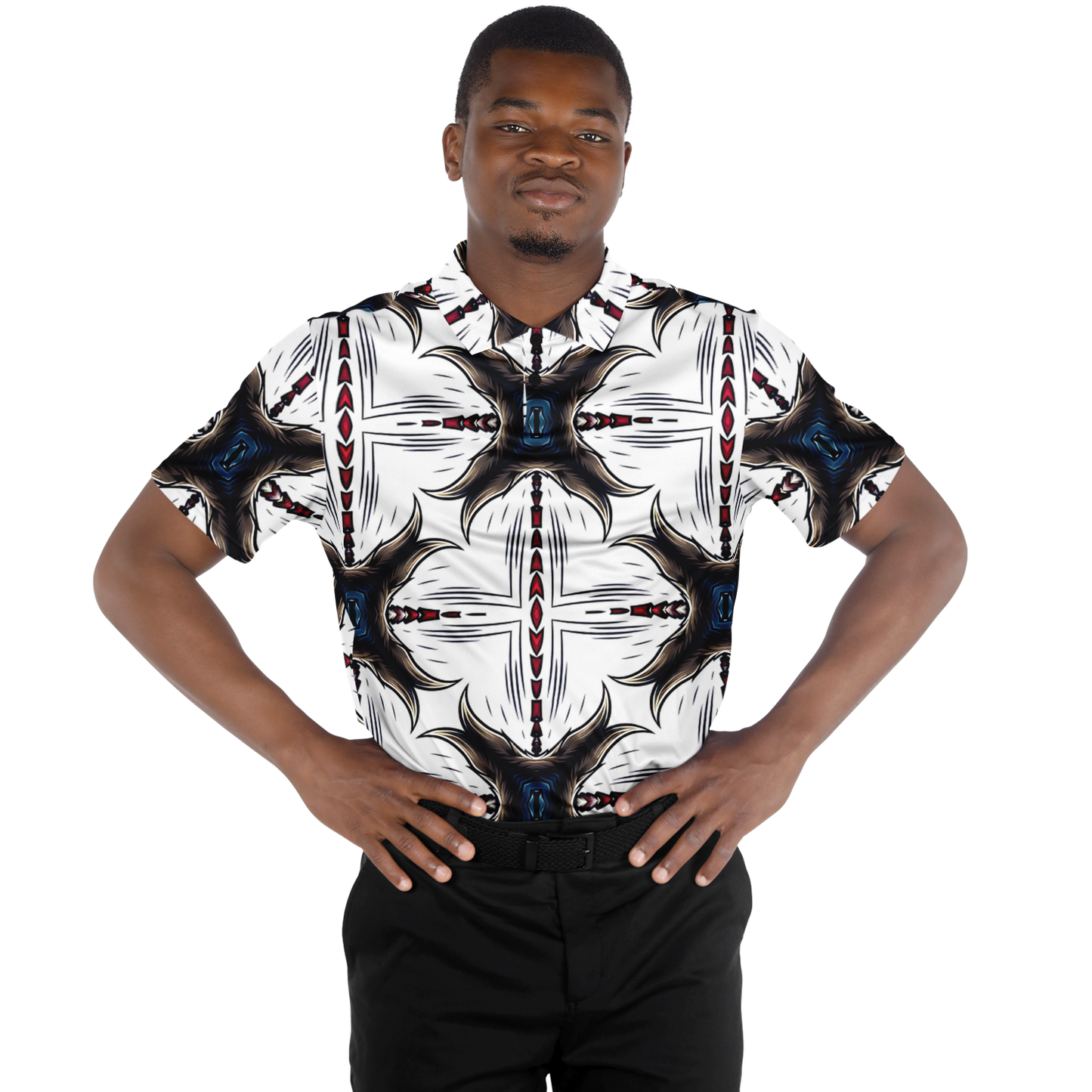 Men's Abstract Symmetry Pattern  Polyester Polo Shirt