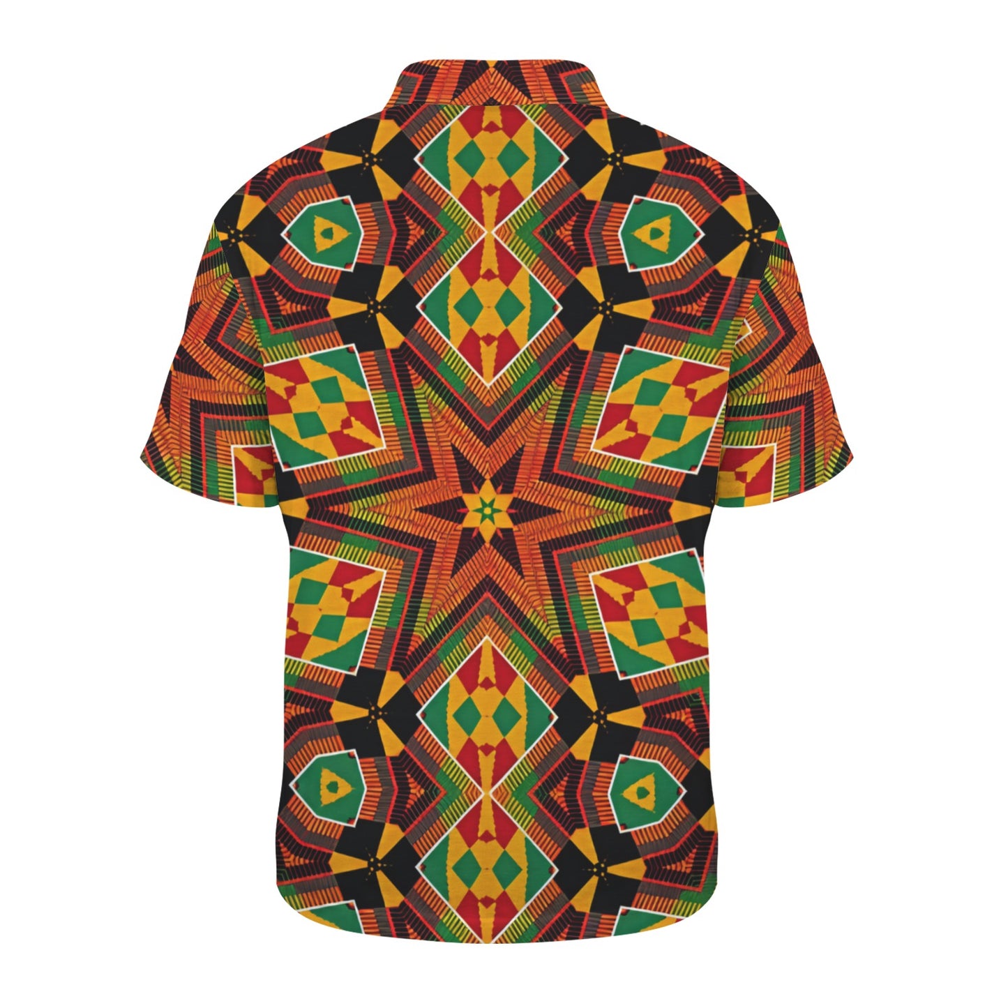 Men's African Kente Geometric Star Pattern All-Over Print Zipper Polo Shirt