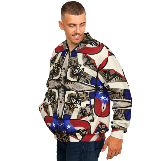 Men's Patriotic Star Kaleidoscope Pattern All-Over Print Baseball Jacket