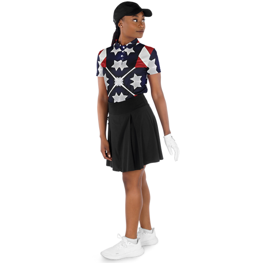 Women's Patriotic Star Flag Polo Shirt