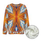 Women' Abstract Flame Kaleidoscope Pattern All Over Print Crew Neck Sweater