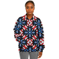 Women's Red White Blue Geometric Pattern All-Over Print Unisex Cut Baseball Jacket