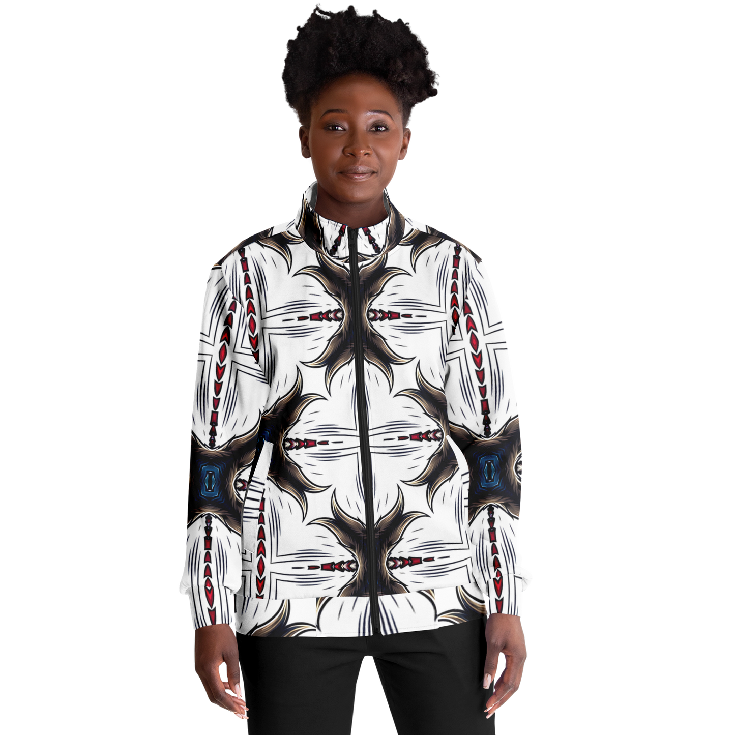 Women's Abstract Symmetry Pattern Polyester Track Jacket