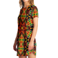 Women's African Kente Geometric Star Pattern All-Over Print T-Shirt Dress