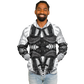 Men's Classic Black & White Geometric Pattern All Over Print Baseball Jacket