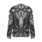 Women's Black & Silver Symmetry Pattern All-Over Print Crew Neck Sweater.