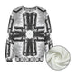 Women's Black & White Kaleidoscope Cross Pattern All Over Print Crew Neck Sweater.