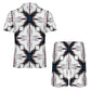 Men's Kaleidoscope Geo Pattern All-Over Print Zip-Up Polo Set