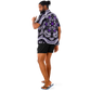 Men's Kaleidoscope Purple Pattern Spread Collar Short Sleeve Button-Down All Over Print Shirt.