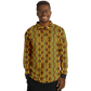 Men’s African Kente Geometric Pattern All-Over Print Long Sleeve Polo Shirt