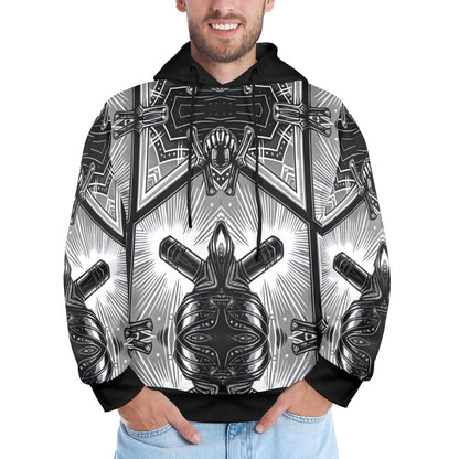 Men's Monochrome Kaleidoscope Pattern Men's All Over Print Hoodie