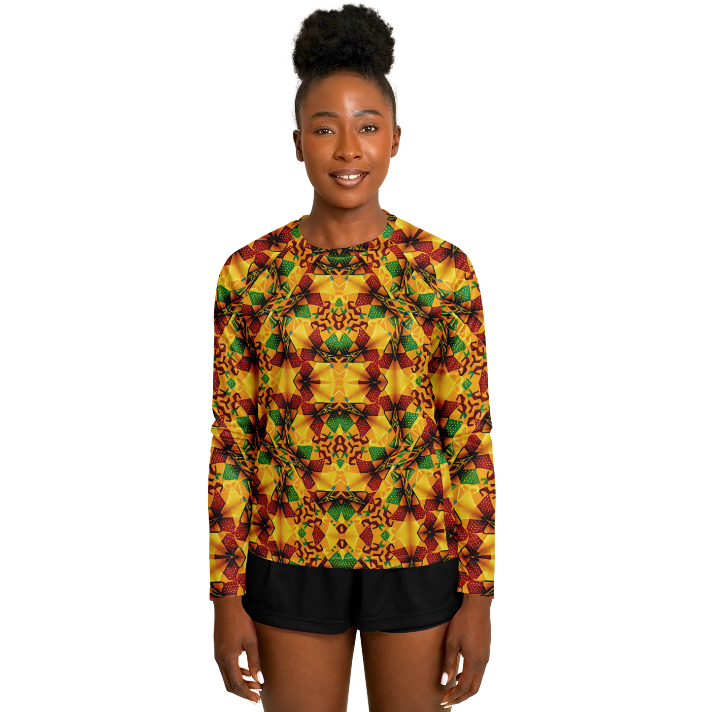 Women's Vibrant Autumn Kaleidoscope Pattern All Over Print Long Sleeve Performance Shirt
