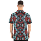 Men's Red, Green & White Teal Aztec Geo Pattern All-Over Print Polo Shirt