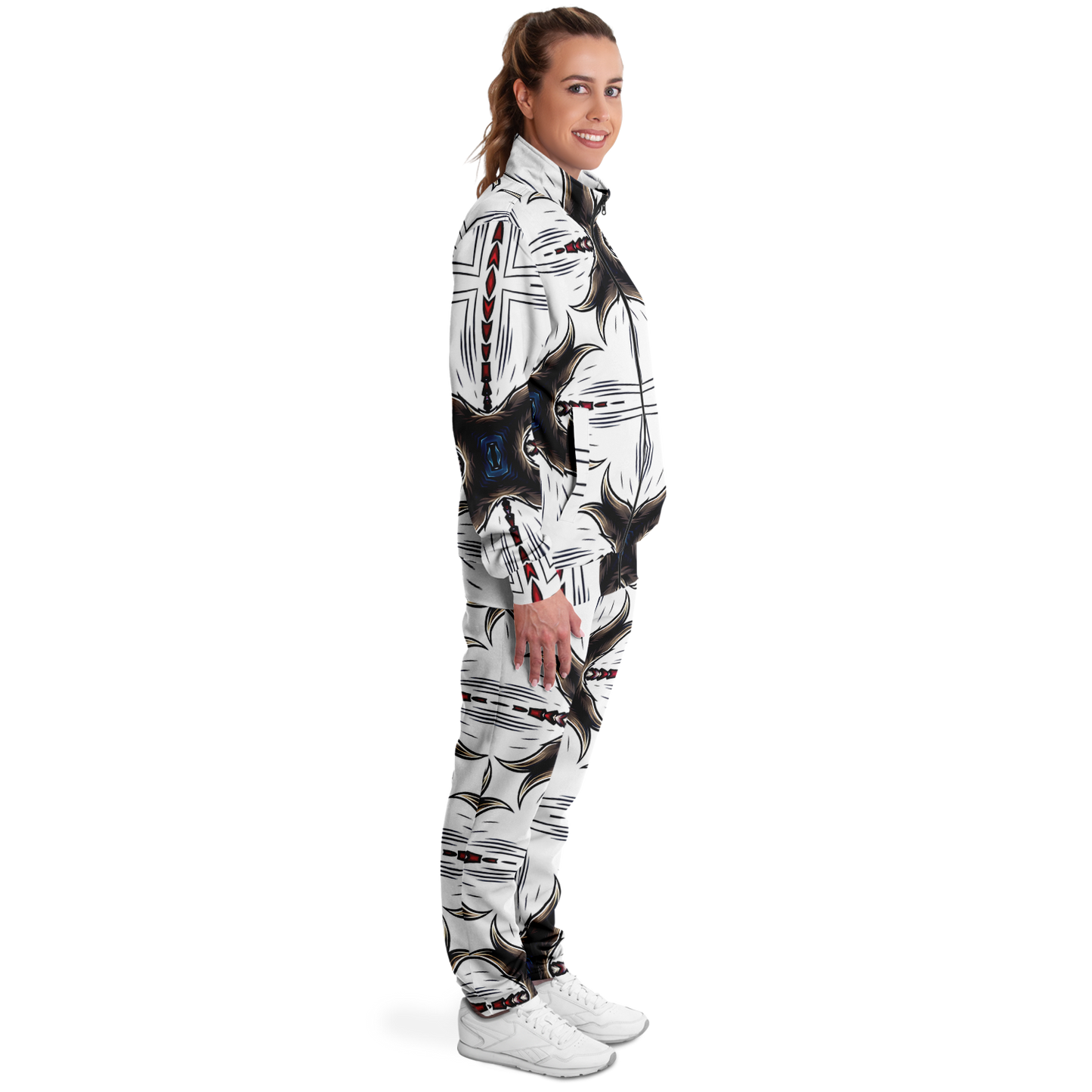 Women's Abstract Symmetry Pattern Track Jacket and Pants