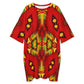 Women's Vibrant African Kente-Inspired Pattern All-Over Print Oversized T- Shirt Loungewear