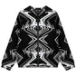 Men's Black & White Geometric Pattern All-Over Print Hooded Windbreaker Jacket