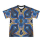 Men's Abstract Blue Geode Kaleidoscope Pattern All Over Print All Over Print Ribbed Collar T-Shirt.