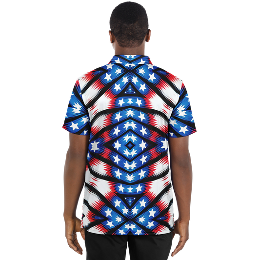 Men's American Flag Pattern All-Over Print Polo Shirt