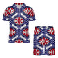 Men's Patriotic Stars & Stripes All Over Print Zip-Up Polo Set
