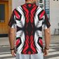 Men's Abstract Red, White & Black Pattern All-Over Print Men's All Over Print Ribbed Collar T-Shirt.