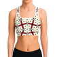 Women's Red & Black Geometric Pattern Sports Bra