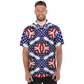 Men's Red White Blue Geometric Pattern All-Over Print Polo Shirt