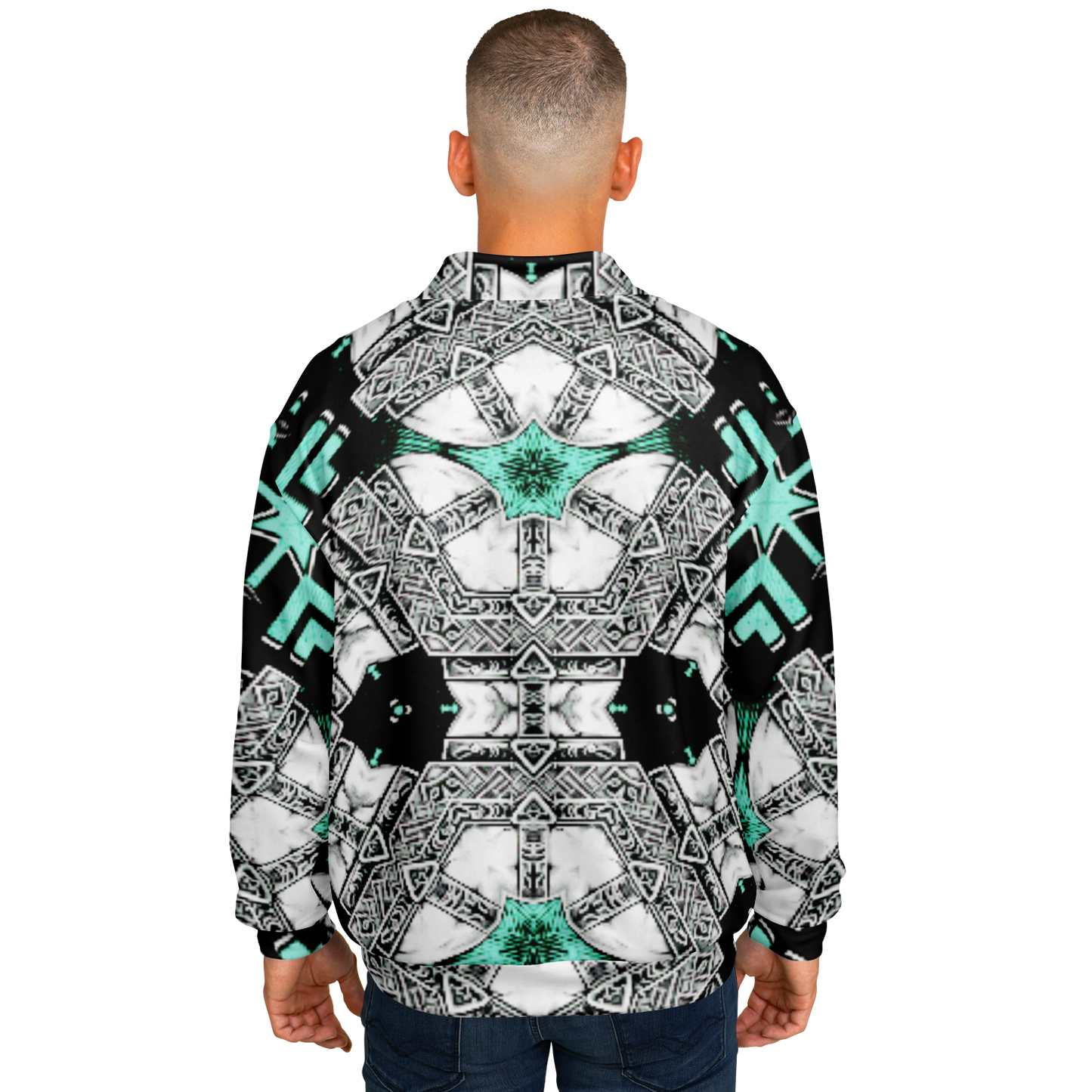Men's Kaleidoscope Geometric Pattern Design All Over Print Baseball Jacket