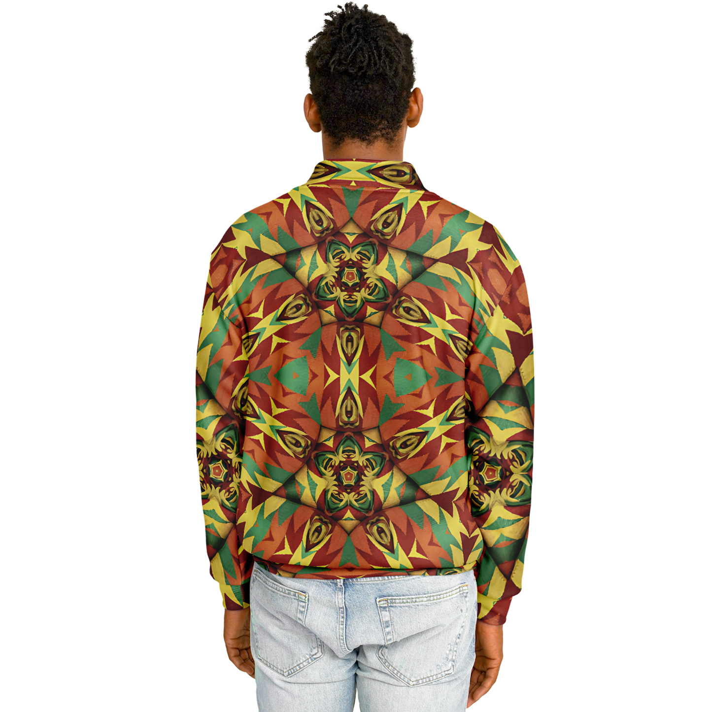Men's Bold Tribal Kaleidoscope Pattern All Over Print Baseball Jacket