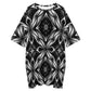 Women's Black & White Geometric Pattern All-Over Print Shirt  Oversized T- Shirt Loungewear