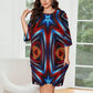 Women's Patriotic Red White Blue Geometric Oversized T- Shirt Loungewear