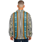 Men's Striped Retro Blue & Orange Patten Design All Over Print Baseball Jacket