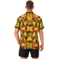 Men's Vibrant African Kente Geometric Pattern All Over Print Spread Collar Short Sleeve Button-Down Shirt