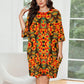 Women's Bold Geometric Kente-Inspired Pattern All Over Print Oversized T- Shirt Loungewear
